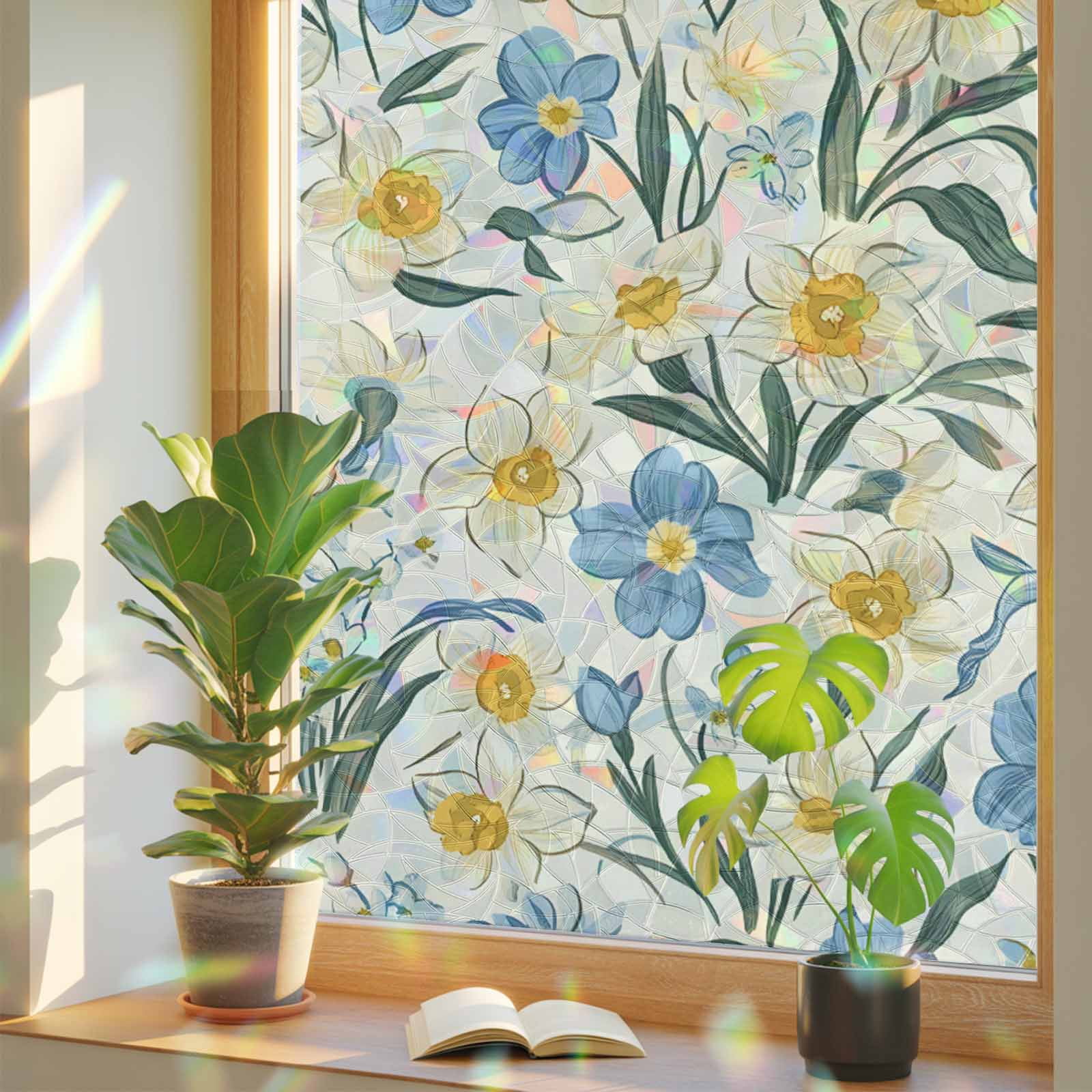 Window Motivs Wildflower Garden Motifs Window Privacy Film Rainbow Static Cling Stain ...