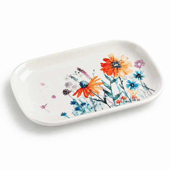 Wildflower Garden Rectangular Serving Platter, 16.22 x 10 x 0.94 in