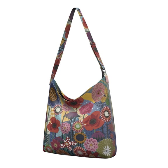 Wildflower Garden Watercolor Sling | Versatile Shoulder Purse | Multi-Pocket Organization