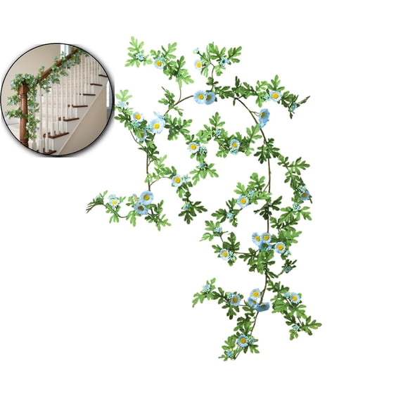 Wildflower Garland Spring Flowers Garland 6 Ft Artificial Daisy Flowers and Leaves Faux Floral Vine for Wedding Arch Porch Staircase Summer Decor