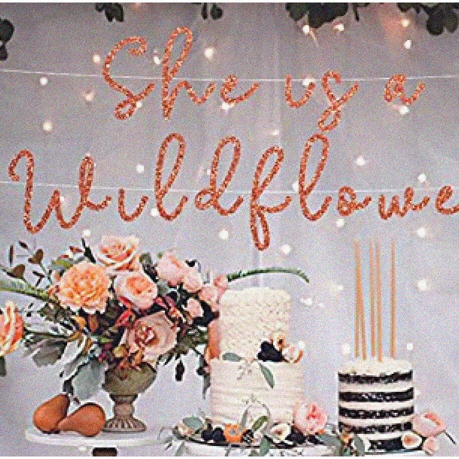 Wildflower Birthday Decorations Kit - 11 Pc Glitter Banner & Garland For Girls/Women Party - View #2