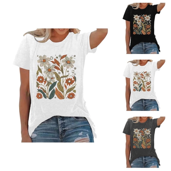 Wildflower Graphic Tees for Women 2026 Summer Casual Short Sleeve Crewneck T Shirts