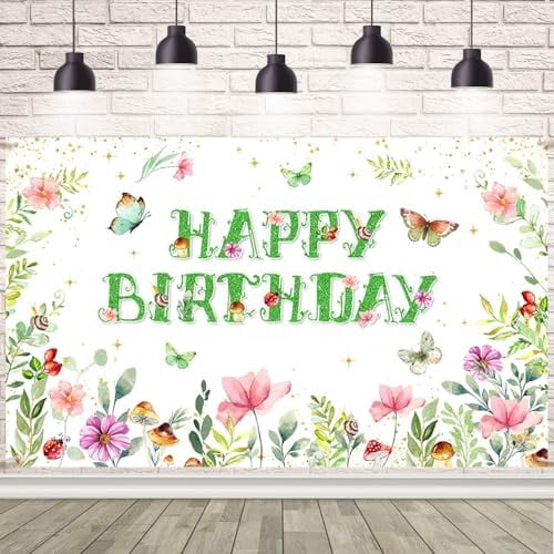 Wildflower Happy Birthday Backdrop Sage Green Spring Wildflower ...