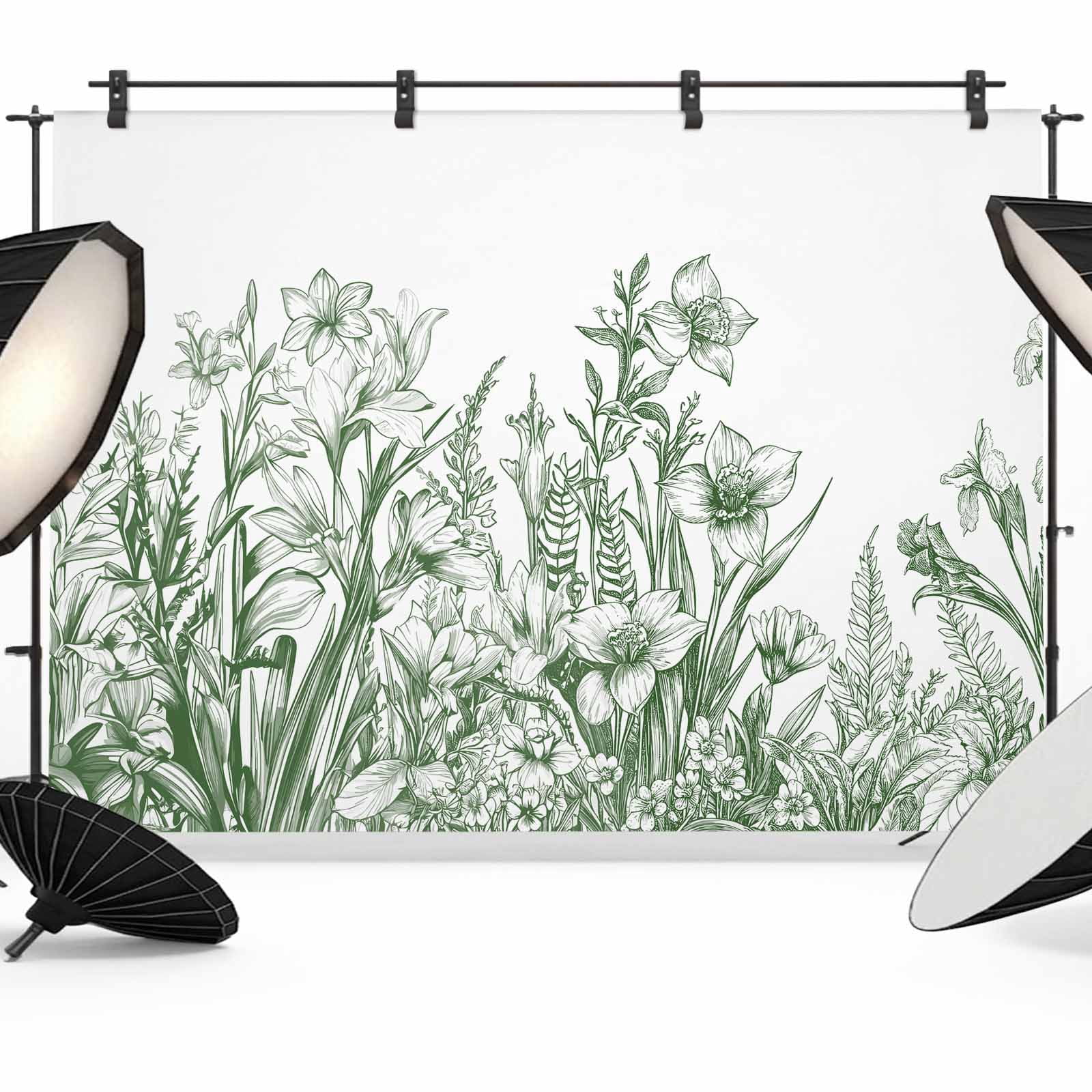 Botanical Backdrop Wildflower Leaf Backdrop for Photography,Fabric Photo Background ...