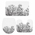 thumbnail image 1 of Wildflower Leaf Bath Mat 3 Piece Bathroom Rug Set, Grey Floral Botanical White Watercolor Non Slip Bath Rug Contour Mat and Toilet Lid Cover, Absorbent Shower Mats Soft Bath Rugs and Mats Sets, 1 of 8