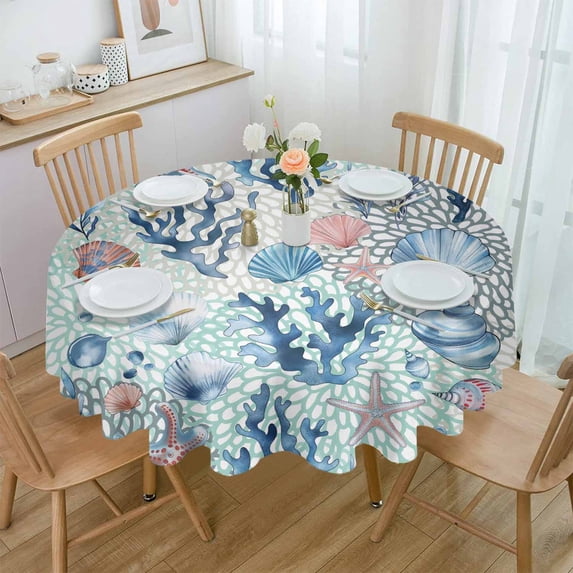 Wildflower Leaves Round Tablecloth Wedding Hotel Table Cover Holiday Dining Table Waterproof Tablecloth