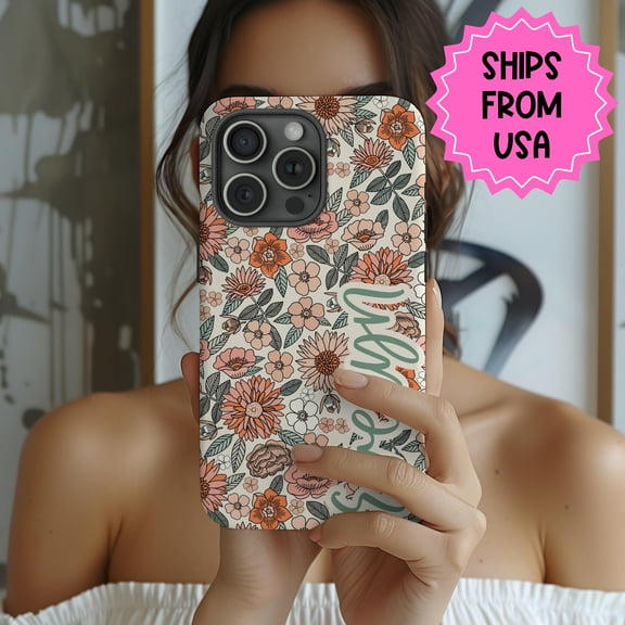 Wildflower MagSafe Case for iPhone Samsung Custom Name