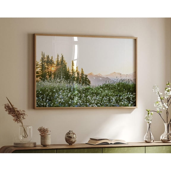 Wildflower Meadow 19th Century Landscape Art Print, Unframed Paper Poster 8x10in