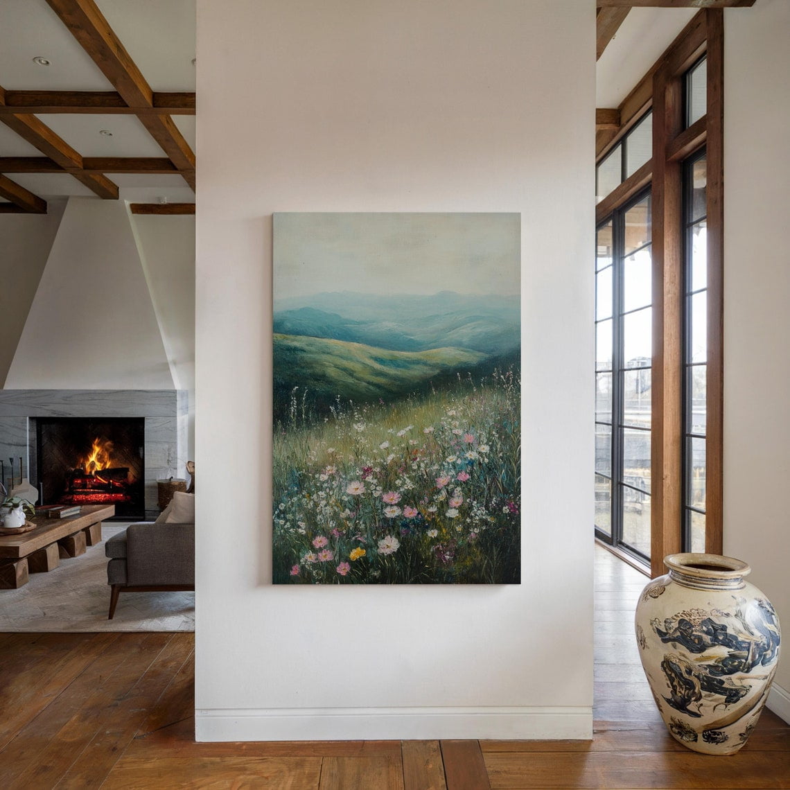 Photo inspiration: Fresh Look at Wildflower Meadow Art Rolling Green Hills Landscape For Peaceful