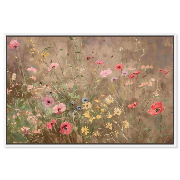 Wildflower Meadow Canvas Cottage Landscapes by Art Remedy, White Frame, 24 x 16