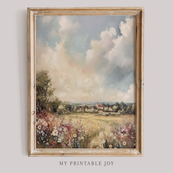 Wildflower Meadow Landscape Cottagecore Countryside Vintage Nature Soft ...