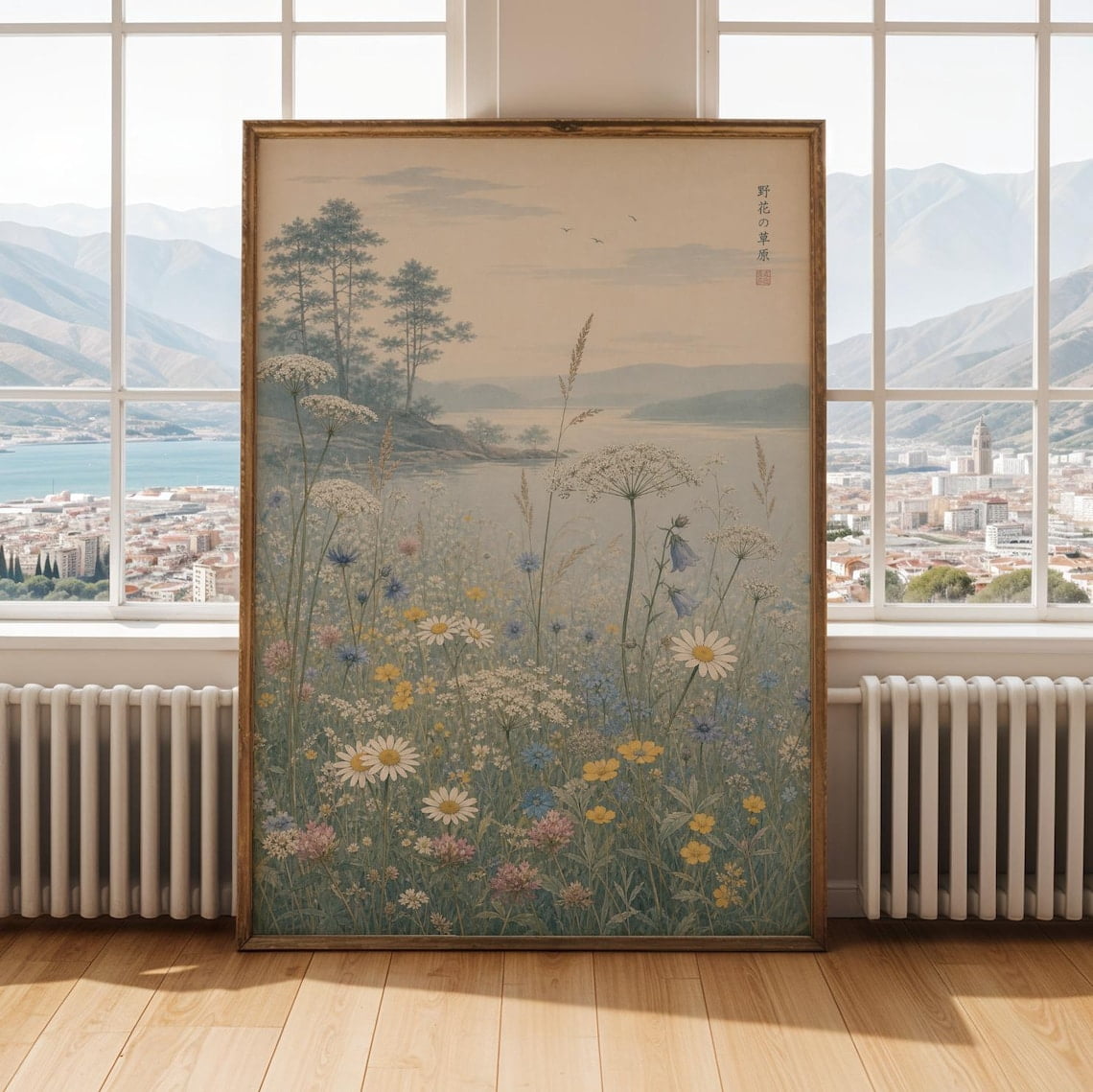 Wildflower Meadow Poster, Modern Wash, Powder Blue And Aqua, Modern ...