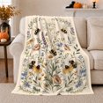 thumbnail image 1 of Wildflower Meadow Scene Bumblebees Floral Botanical, Cozy Friendship Quote Scene, Warm Flannel Blanket for Living Room and Reading Nook, Art Lovers Friendship Gift, Artistic Home Decor, 1 of 9