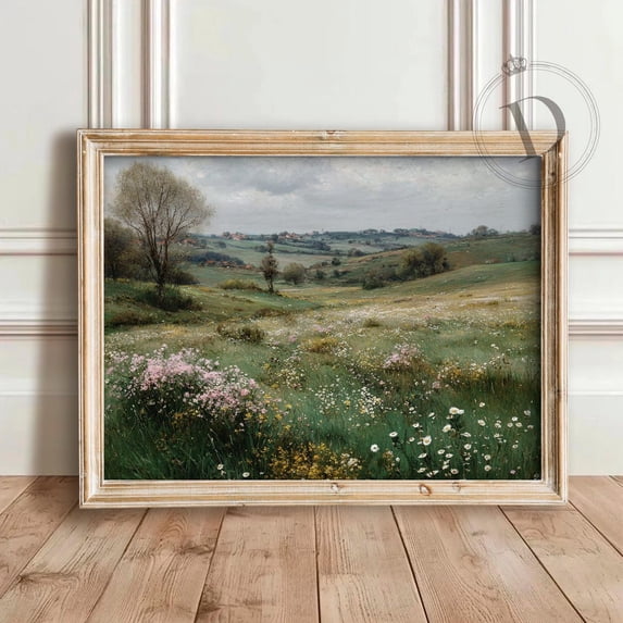 Spring Medoq Wildflower Meadow Wall Art Print, Spring, Blooming Hillside Landscape ...
