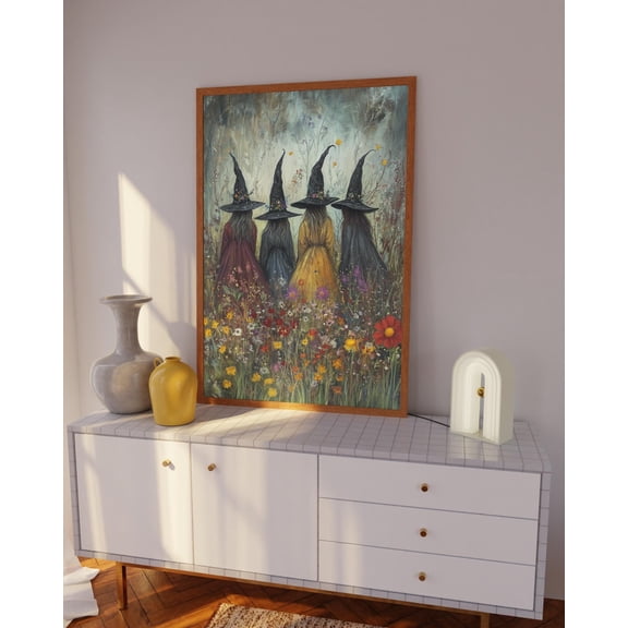 Wildflower Meadow Witch Enchanted Woodland Art, Unframed Paper Poster 8x10in