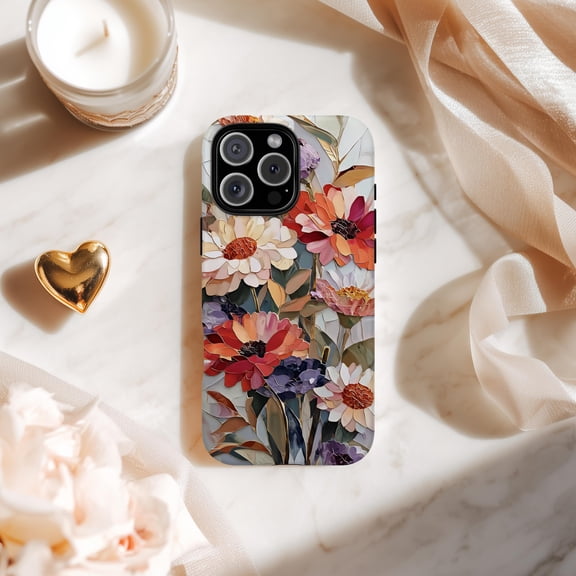 Wildflower Mosaic Print Phone Case Floral Spring Art Design Nature Gift Cover For iPhone Samsung Galaxy Pixel