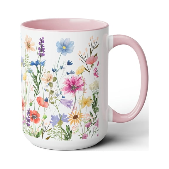 Wildflower Mug, Boho Wildflowers Cottagecore Coffee Mug, Vintage Botanical