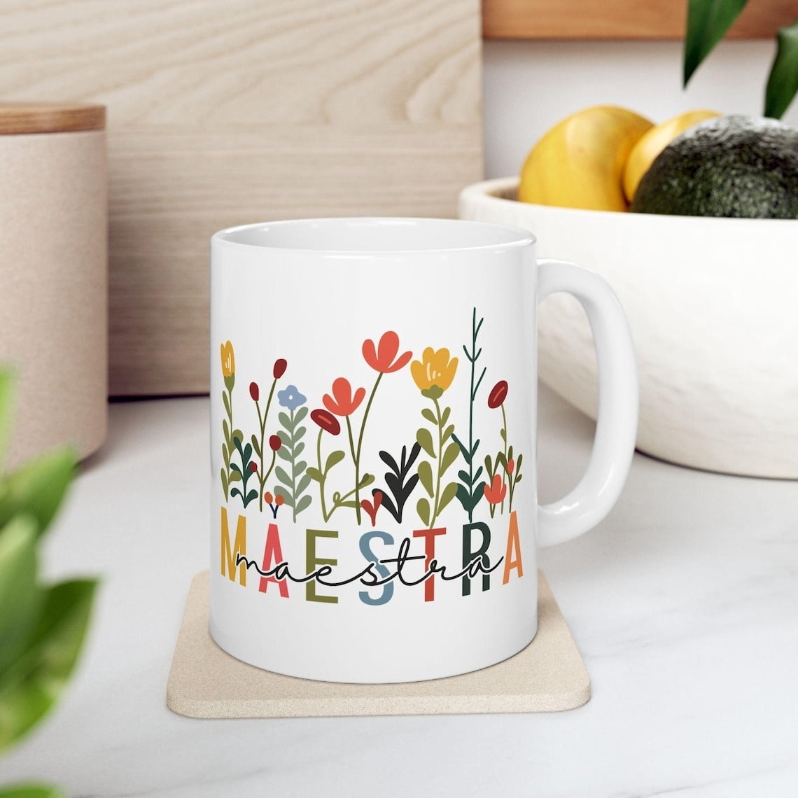Wildflower Mug, Spanish Teacher Gift, Tea or Coffee Lover, Teacher Appreciation Gift, Classroom Décor