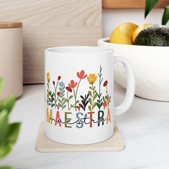 Wildflower Mug, Spanish Teacher Gift, Tea or Coffee Lover, Teacher Appreciation Gift, Classroom Décor