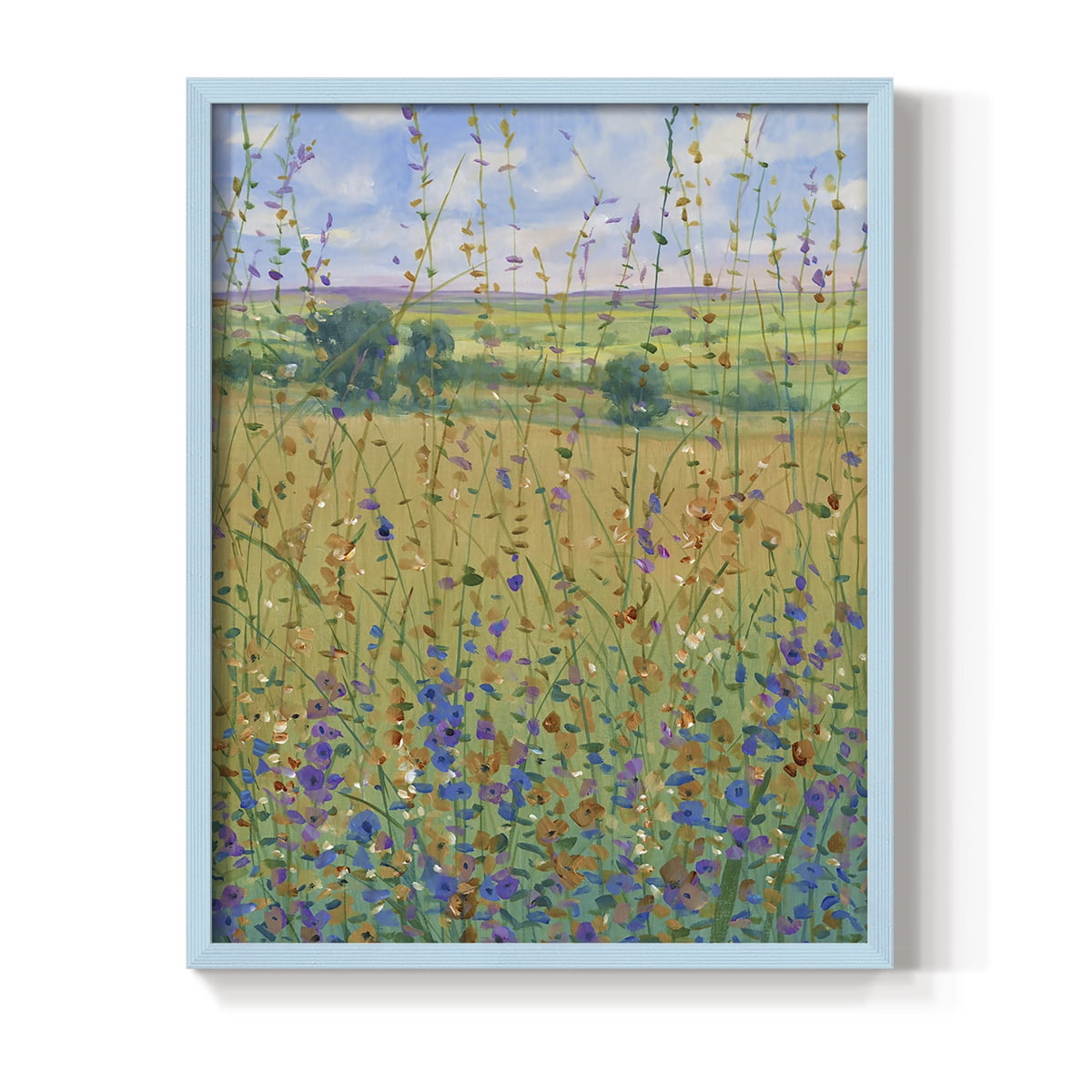 Wildflower Path I Framed Print - Solid Wood in Single Picture Frame Solid Wood 2 Framed Print