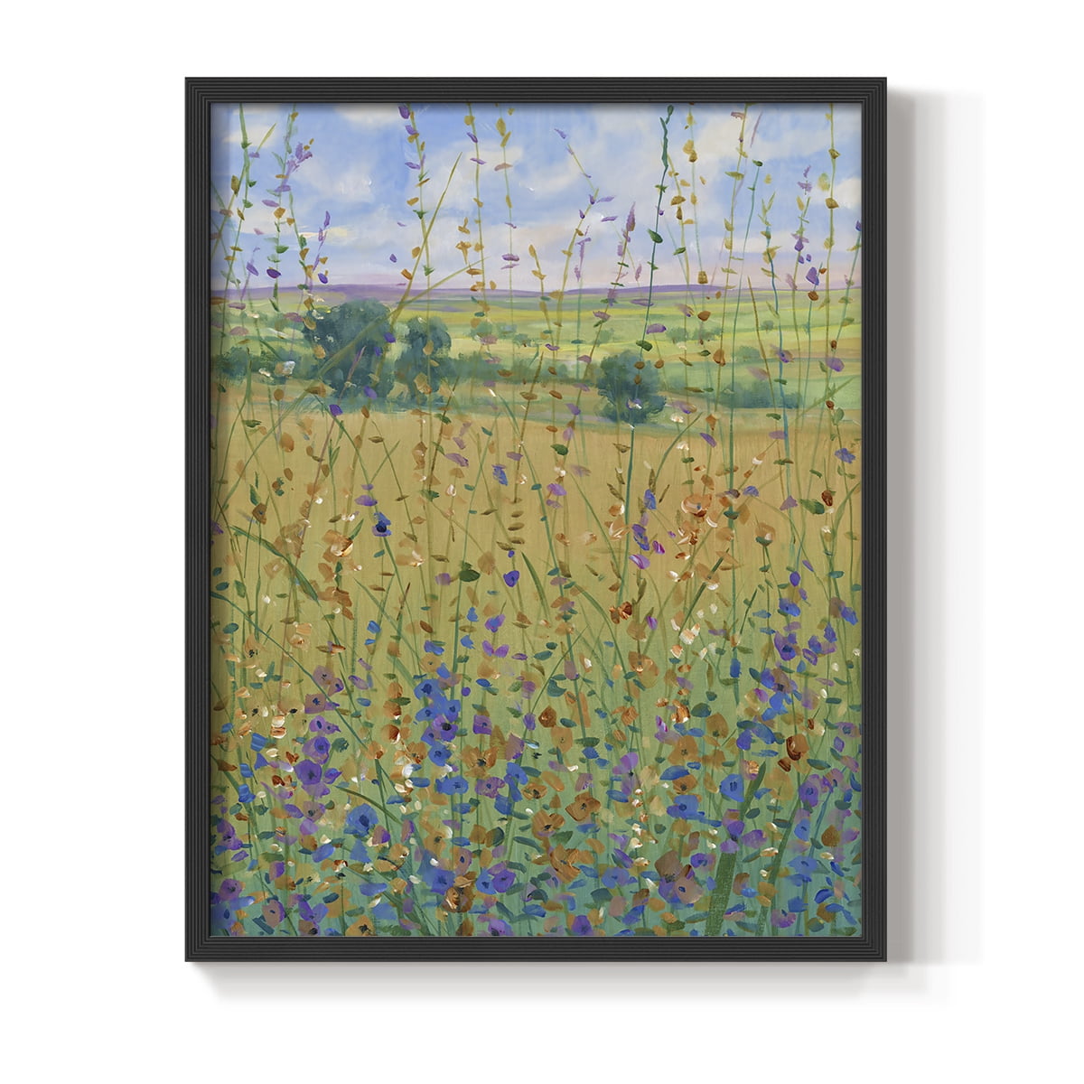 Wildflower Path I Framed Print - Solid Wood in Single Picture Frame Solid Wood 2 Framed Print
