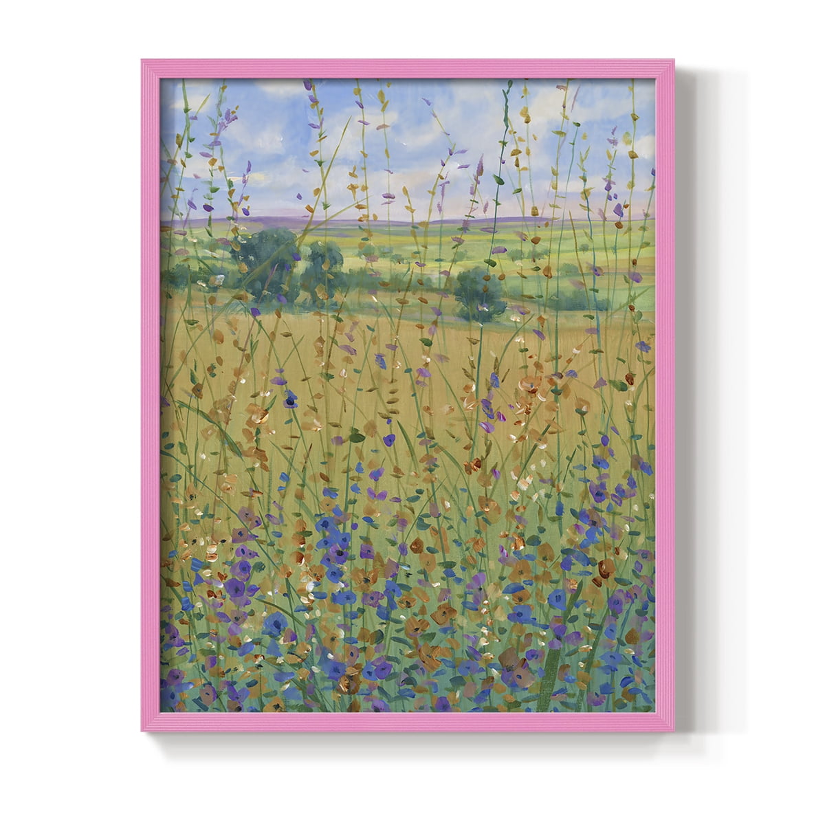 Wildflower Path I Framed Print - Solid Wood in Single Picture Frame Solid Wood 2 Framed Print