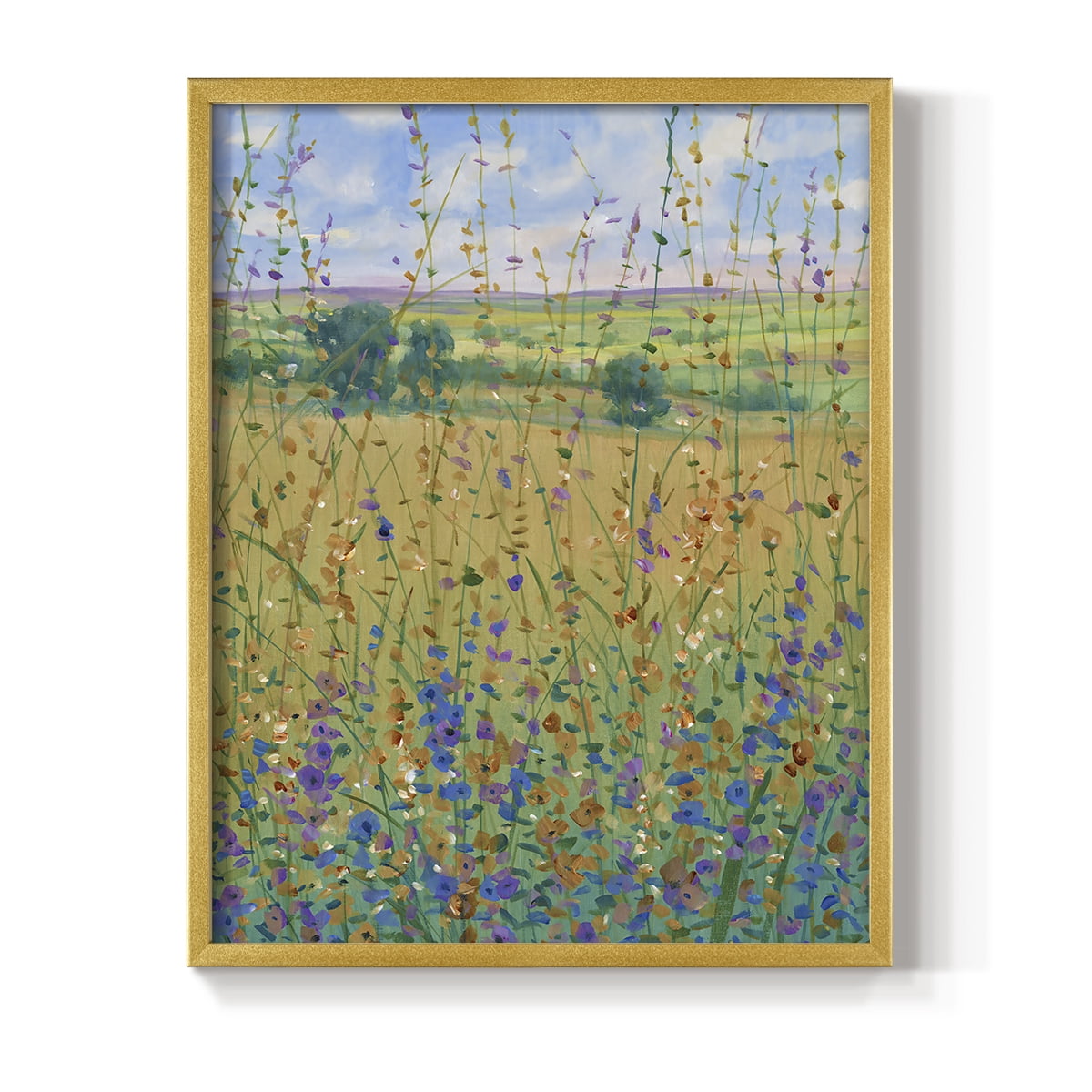 Wildflower Path I Framed Print - Solid Wood in Single Picture Frame Solid Wood 2 Framed Print