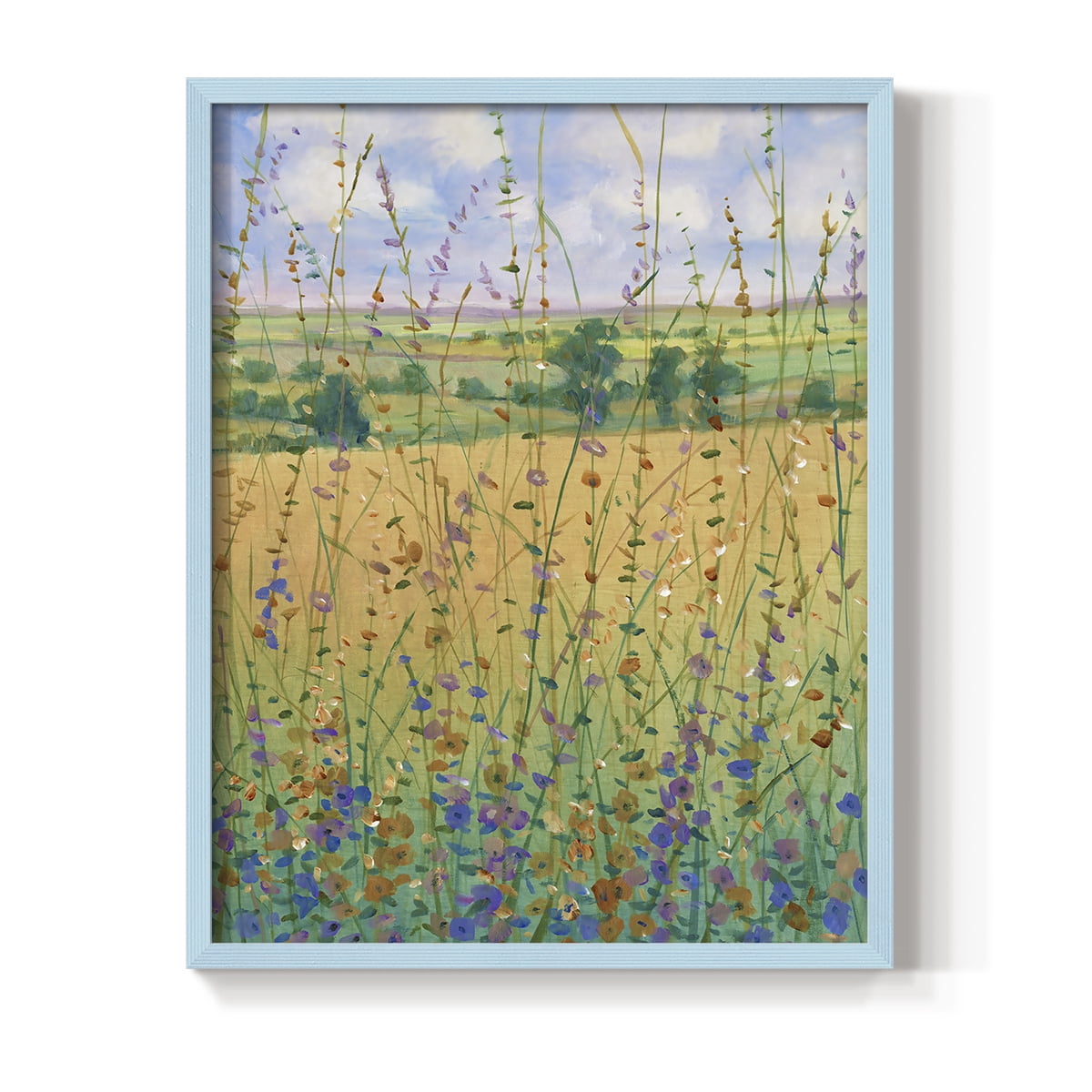Wildflower Path II Framed Print - Solid Wood in Single Picture Frame Solid Wood 2 Framed Print