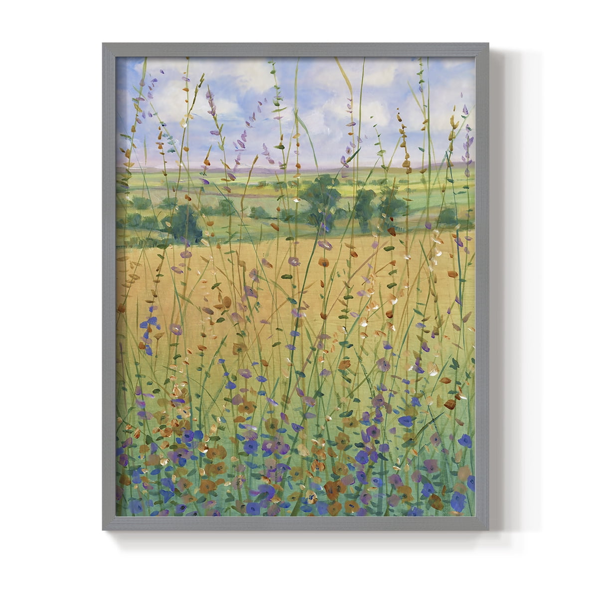 Wildflower Path II Framed Print - Solid Wood in Single Picture Frame Solid Wood 2 Framed Print
