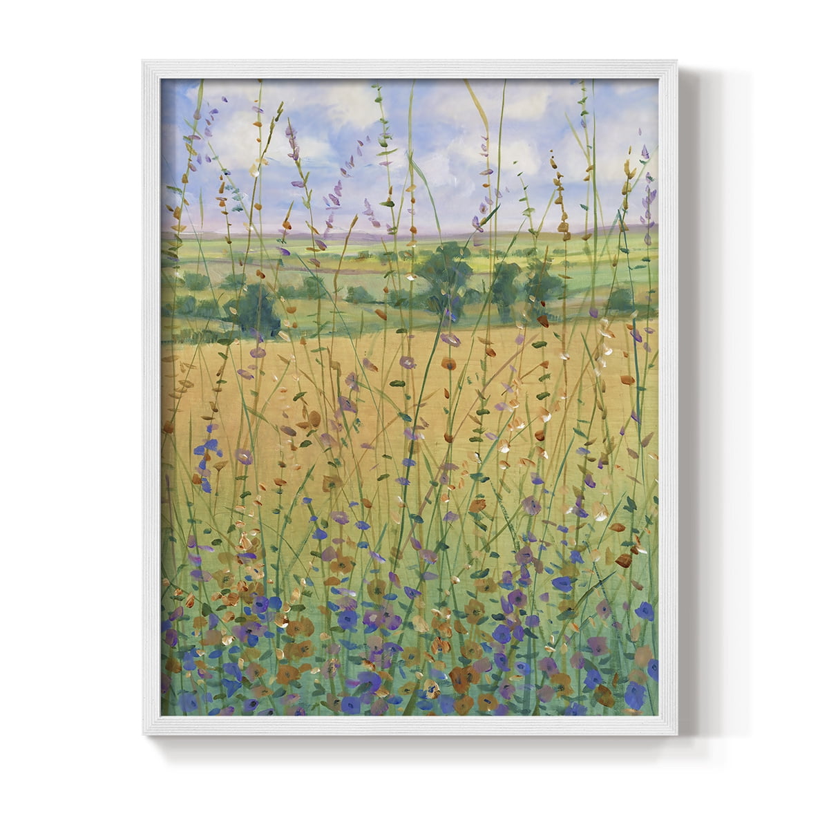 Wildflower Path II Framed Print - Solid Wood in Single Picture Frame Solid Wood 2 Framed Print