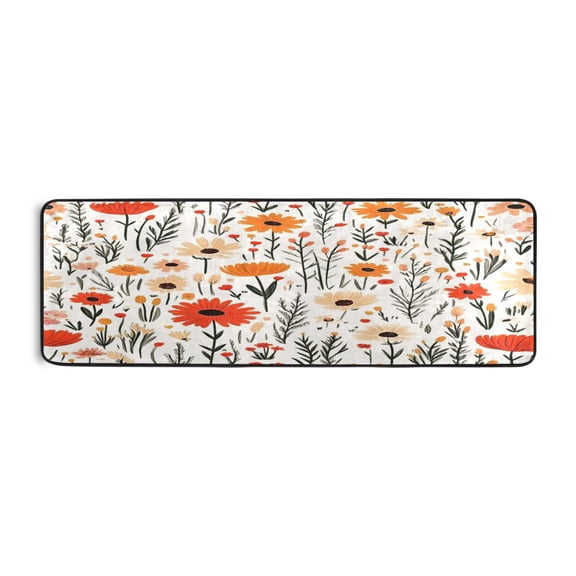 Wildflower Pattern 72x24" Runner Rug, Non-Slip Memory Foam Cushion, Anti-Crease for Hallways and Bedrooms