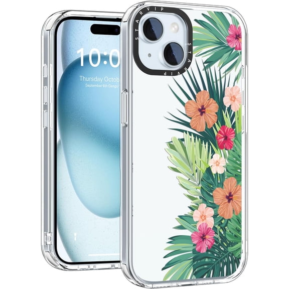 Wildflower Phone Case for iPhone 14 Cute Trendy Aesthetic Floral Design for Women & Girls - Military-Grade Drop Protection - Clear Hard Shell Protective Cover - Blooming Wildflowers