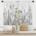thumbnail image 1 of Wildflower Plant Botanical Kitchen Curtains 27.5W x 39L Inch Farmhouse Herb Rustic Wooden Country Rod Pocket Short Small Window Treatment Drapes Decor 2 Panels, 1 of 6