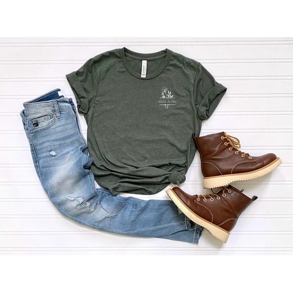 Wildflower Pocket Shirt, Faith Minimalist Shirt, Christian Shirt, for Christian Shirt, Bible Verse Shirt, Rooted in Him Christian Shirt, F4645 All Size S-5Xl