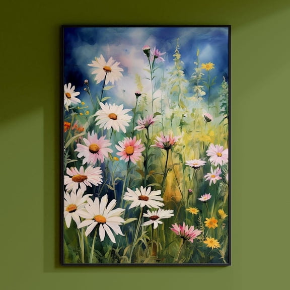 Wildflower Prints, Boho Botanical Art, Flower Art, Boho Wall Decor, Wildflower Wall Art, Dark Green Prints, Vintage Flower Art, Floral Print Wall Art, Modern Wall Decor For Living Room, 8x12 UNFRAMED