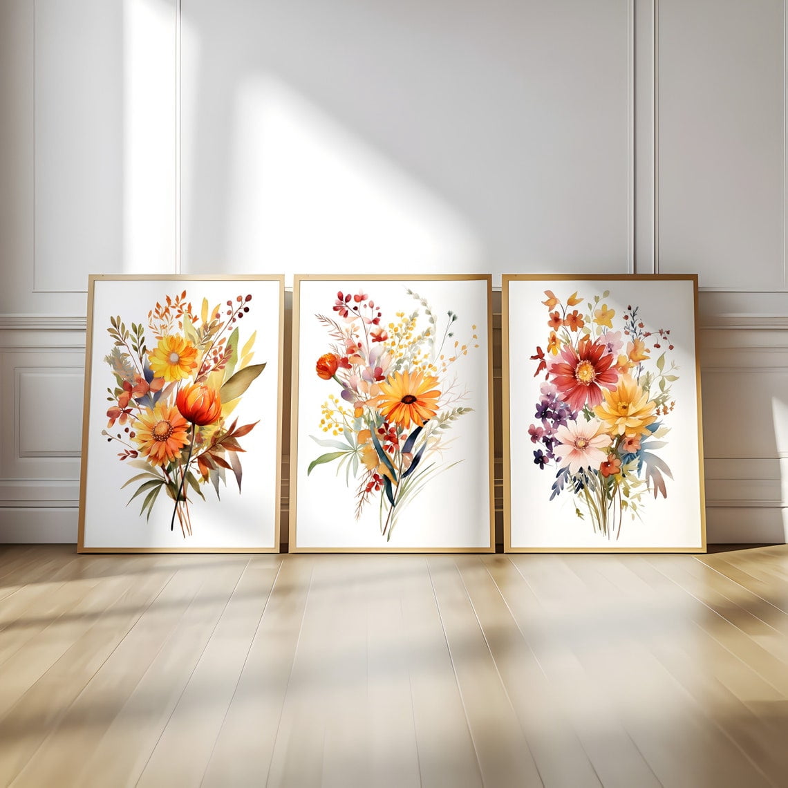 Wildflower Prints Neutral Muted Colors Artful Boho Wall Decoration ...