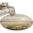 thumbnail image 1 of Wildflower Round Living Room Rugs 4 ft, Nature Floral Flowers Sunset Birds Washable Area Rug with Non-Slip Sturdy Edge Binding Round Carpet for Entryway Kitchen Bedroom Bathroom, 1 of 9