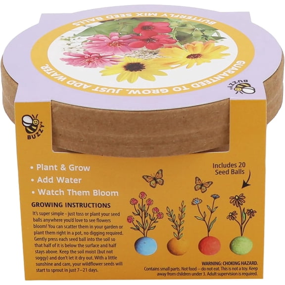 Wildflower Seed Balls (20-Count)  Pollinator-Friendly Flower Mix for Bees & Butterflies  Easy Toss-and-Grow Garden Planting