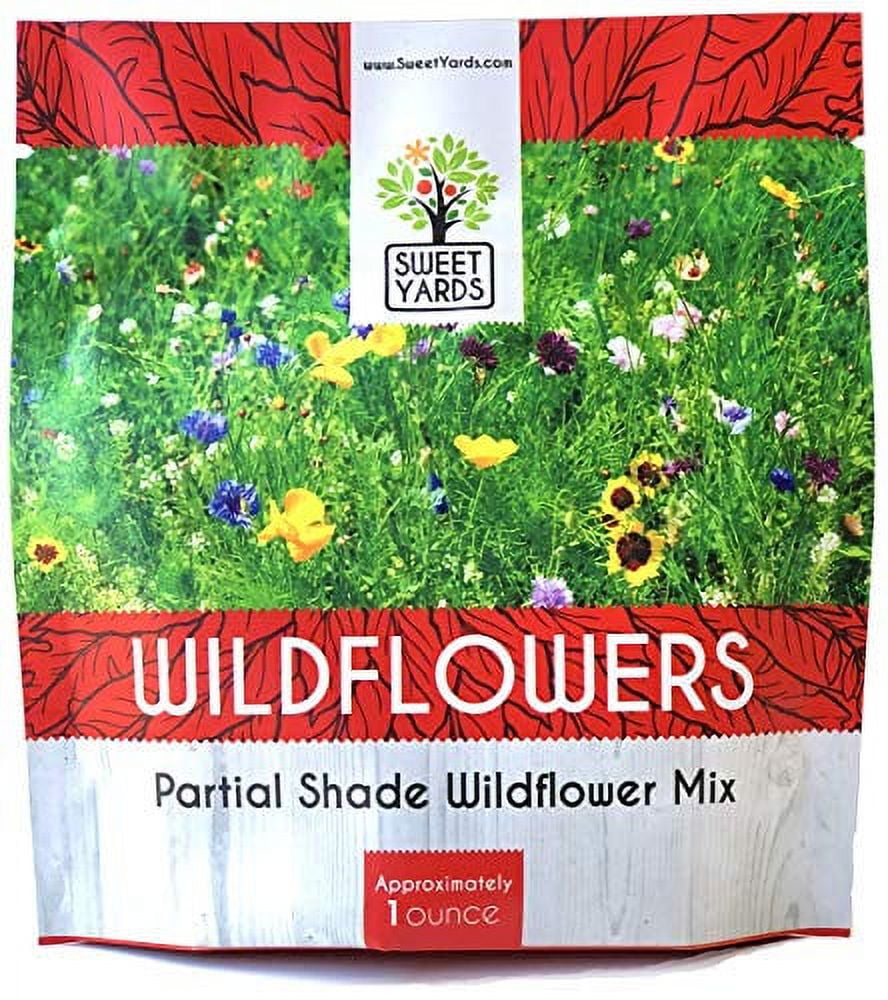 Wildflower Seeds Partial Shade Mix 1 Ounce Over 7,000 Open Pollinated