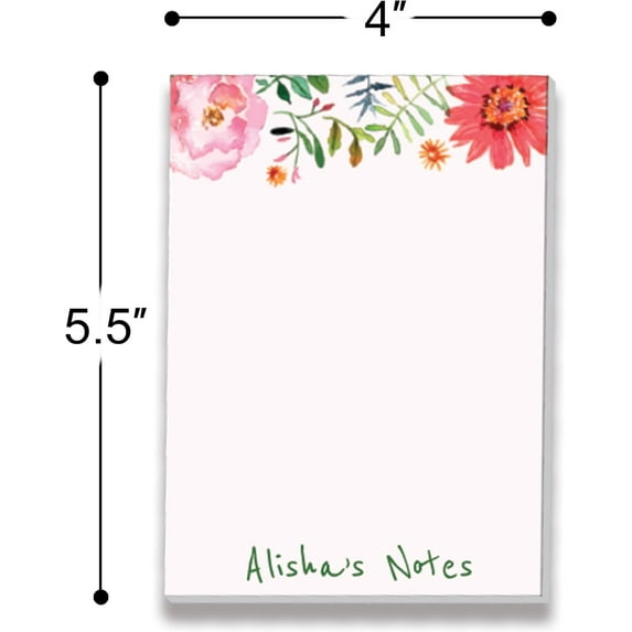 Wildflower Set of 2 Memo Pads/Notepads, 2 pads - 50 per pad. 4” x 5.5”. Made in the USA.