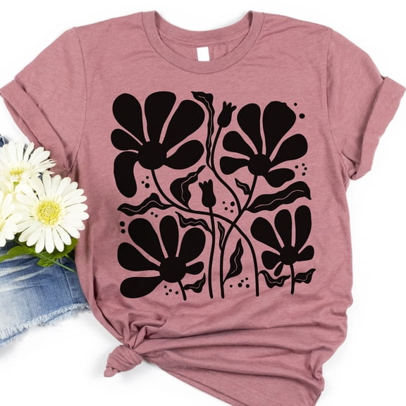 Wildflower Shirt, Black Botanical Neutral T-Shirt, Flower Tee, Vintage Botanical Shirt, Floral Nature T-Shirt, Flower Lover Tee, Minimalist