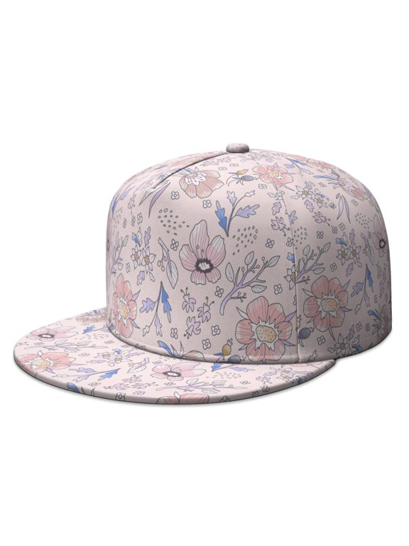 Wildflower Snapback Hat – Butterfly & Bee Print Flat Visor Cap, Nature Lover's Design