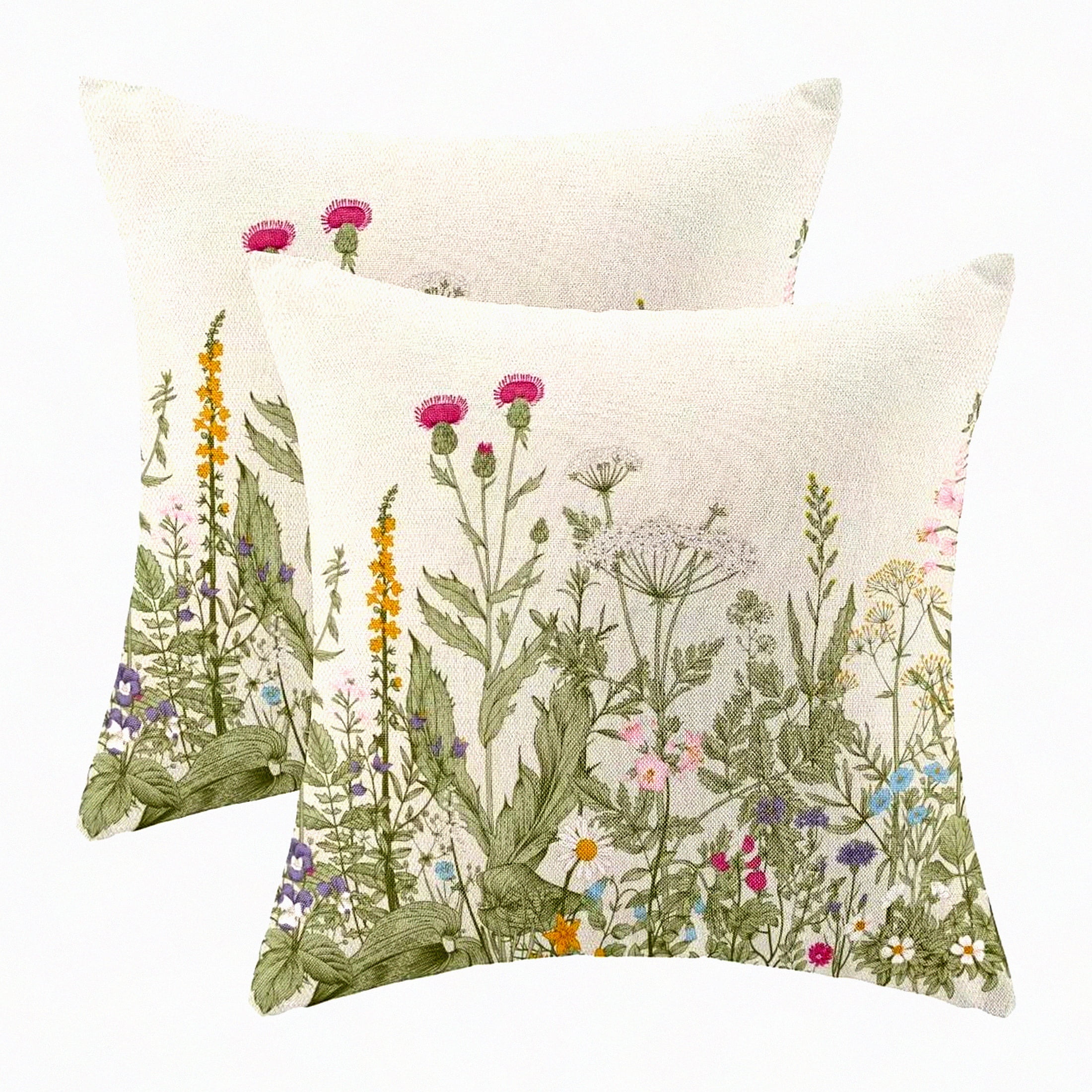 Sage Green Floral Polyester Euro Pillow Covers Set of 2