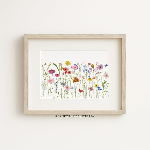 Wildflower Spring Floral Illustration Wall Art, Unframed Paper Print Size 8x12