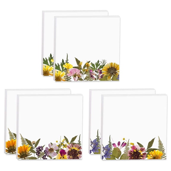 Wildflower Sticky Note Pads / 3" x 3" Botanical Sticky Notes / Set Of 6 Pads / 50 Sheets Per Pad / Three Unique Designs / Made In The USA