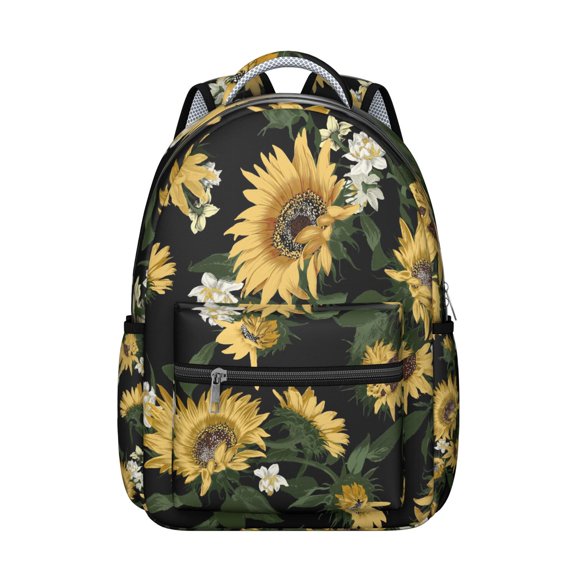 Wildflower & Sunflower Print Backpack - Durable & Waterproof for School & Work