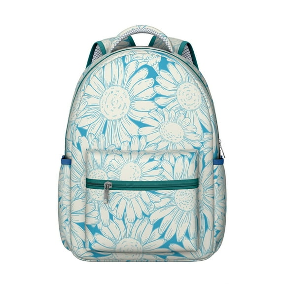 "Wildflower & Sunflower Themed Backpack - Stylish Floral Print Bookbag for Women & Teens, Durable Construction with Padded Laptop Compartment, Perfect for School, Work & Travel"