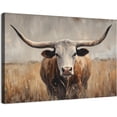 thumbnail image 1 of Longhorn Cow Canvas Wall Art, Rustic Western Cattle Painting Print, Farmhouse Animal Artwork for Living Room Bedroom Office Decor, Ready to Hang, 1 of 6