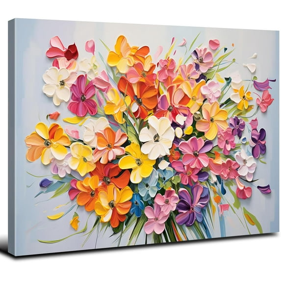 Wildflower Wall Art Nature Floral Picture for Bedroom Tropical Botanical Plant Poster Living Room Flower Canvas Artwork Modern Colorful Red Yellow Daisy Painting Prints Bathroom Home Decoration