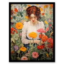 Wildflower Wander Autumnal Floral Multicoloured Art Print Framed Poster Wall Decor 12x16 inch